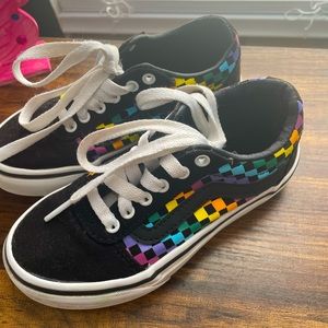 Kids rainbow mini check vans